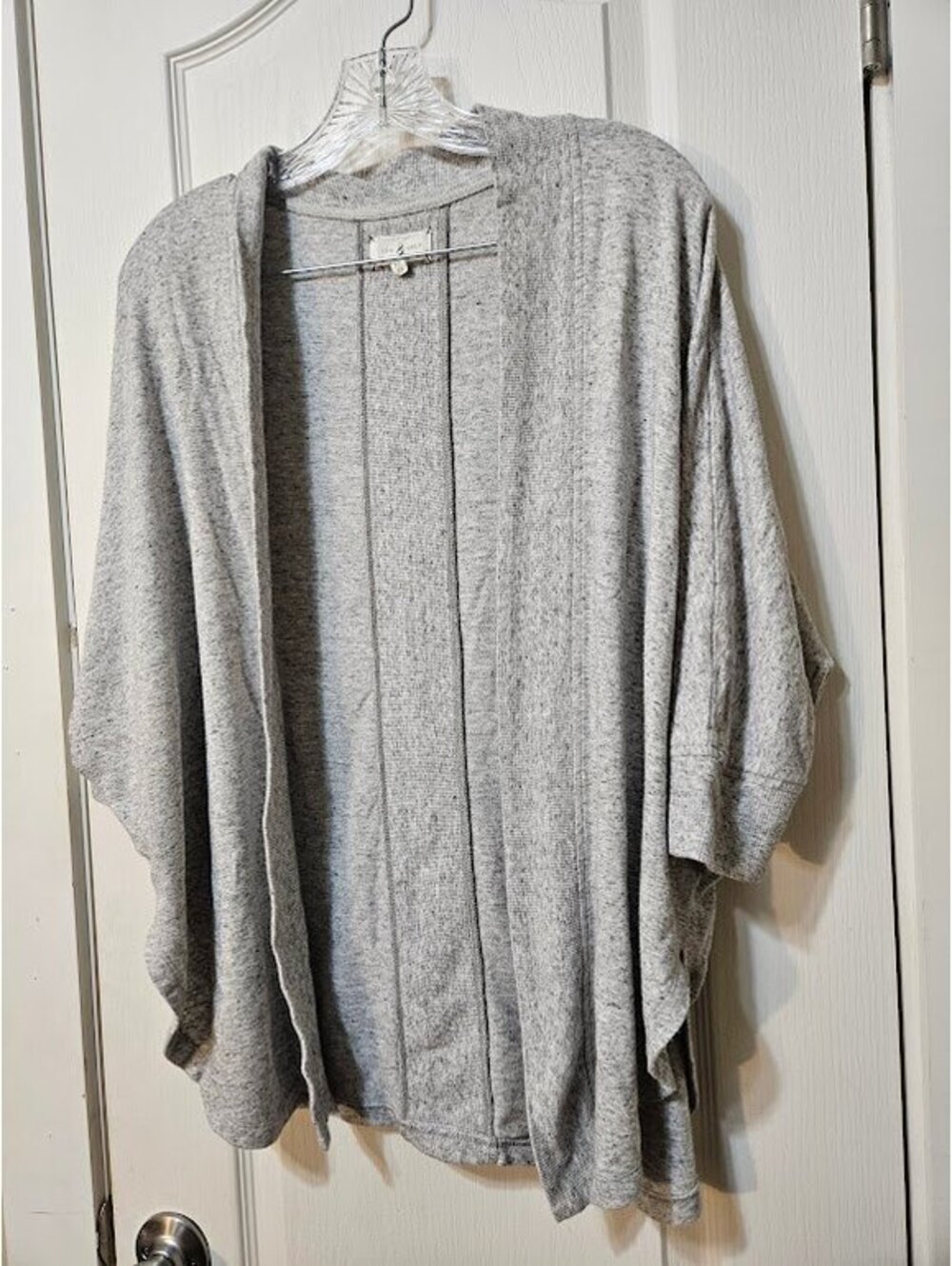 Lou & Grey Heathered Short Sleeve Cardigan XS Chalk Whisper